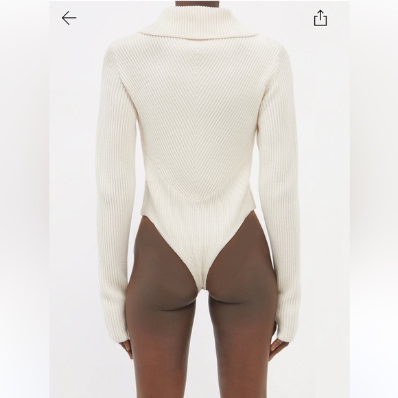 Brand New Gauge81 Zipped Long Sleeve Ribbed Wool Bodysuit - Picture 6 of 7